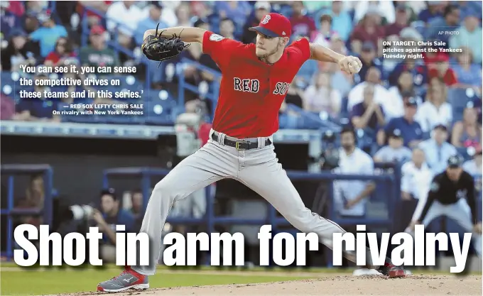  ?? AP PHOTO ?? ON TARGET: Chris Sale pitches against the Yankees Tuesday night.