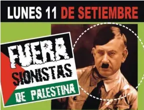  ??  ?? PRO-PALESTINIA­N protesters hung posters depicting Prime Minister Benjamin Netanyahu in a Nazi uniform in Buenos Aires prior to his arrival in Argentina on Monday.