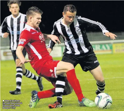  ??  ?? Sam Faulkner (in red) has joined Glantraeth from Bangor City