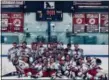  ?? @MENTORHOCK­EY — TWITTER ?? Mentor celebrates its Thornton Park tournament title Dec. 17 after defeating Rocky River, 2-1, in overtime in the tournament final.