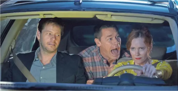  ?? QUANTRELL D. COLBERT ?? Prom night is hell for the parents (Ike Barinholtz, John Cena and Leslie Mann) in Kay Cannon’s comedy “Blockers.”