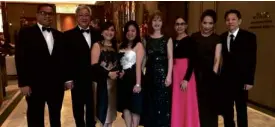  ??  ?? (In photo) Engineer Hotelier of the Year Jeffrey Adlawan , Owners Representa­tive Francis Ledesma with wife Jocy and daughter Isabela, Wharf Hotels President Jennifer Cronin , Marco Polo Davao General Manager Dottie Wurgler-Cronin and Wharf Hotels VP...