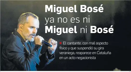  ?? EFE ?? El cantante Miguel Bosé en un concierto ofrecido en la República Dominicana en el verano de 2017.