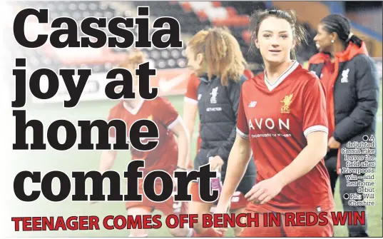  ??  ?? ●A delighted Cassia Pike leaves the field after Liverpool’s win – and her home debut ● Pic: Will Cheshire