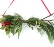  ??  ?? Forage for fallen branches, berries and greenery to gather the elements for a natural holiday wreath.