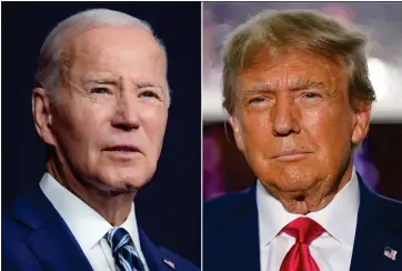  ?? THE ASSOCIATED PRESS ?? In this combinatio­n of photos, President Joe Biden, left, speaks on Aug. 10, 2023, in Salt Lake City, and former President Donald Trump speaks on June 13, 2023, in Bedminster, N.J. The 2024 general election campaign will pick up Saturday, March 9, where the 2020 contest left off. Fresh off their Super Tuesday domination to set up a near-certain rematch, the two rivals will hold dueling events in a state that both parties see as pivotal to winning in November.