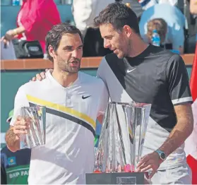  ?? FOTO: EFE ?? Del Potro ganó en Indian Wells su primer Masters 1.000 tras batir a Federer en la final