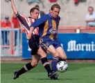  ??  ?? Jagielka…playing for Shrewsbury Town in 2000