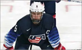  ?? MIKE ASHMORE — FOR THE TRENTONIAN ?? Jack Hughes, a 17-year-old centerman with the U-18 U.S. National Team, is projected to go No. 1 overall in the 2019 NHL Draft.