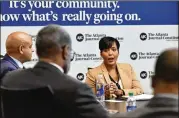 ?? HYOSUB SHIN / HSHIN@AJC.COM ?? Atlanta Mayor Keisha Lance Bottoms speaks during an Atlanta Journal Constituti­on editorial board meeting last week. “It’s been a hard year,” she said. “If I had to describe this year, I would say it’s an ‘in spite of’ year.”