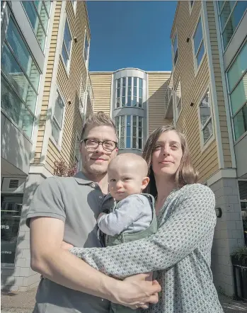  ?? ARLEN REDEKOP ?? Matthew and Courtney Emerson, with their and 13-month-old son, are looking for a larger home. They have searched for three-bedroom condos, but found ‘they didn’t really exist,’ Matthew says.