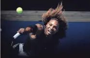  ?? EUROPEAN PRESS AGENCY ?? Serena Williams hits a shot during her 7-5, 6-4 fourth-round victory over Barbora Strycova of the Czech Republic.