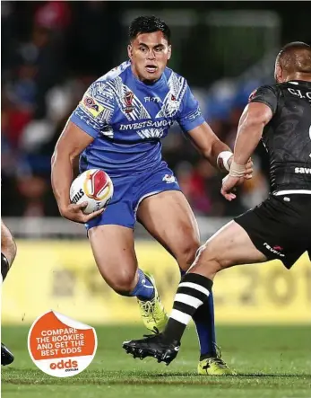  ?? PHOTO: ANTHONY AU-YEUNG/GETTY ?? POINT TO PROVE: Herman Ese’ese of Samoa makes a run in last weekend’s Rugby League World Cup match against New Zealand.