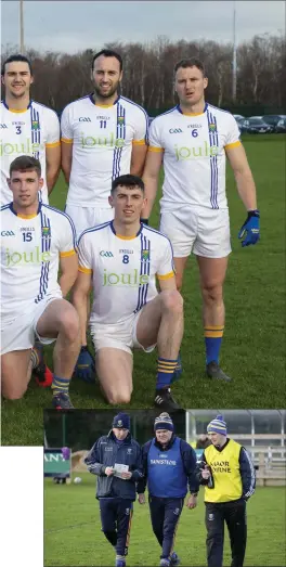  ??  ?? Wicklow manager John Evans with his selectors, Brian Heaslip and Leighton Glynn in Bray last Saturday.