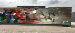  ?? Submitted illustrati­ons ?? Two murals approved for downtown Texarkana include one by local artist Joel Wright, above, that depicts running horses using lush, vibrant colors. It will be on the north-facing wall of a building behind Zapata’s, opposite Hopkins Icehouse. The other...