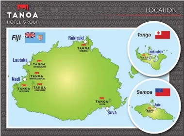  ?? Locations of Tanoa Group of htels in Fiji, Samoa and Tonga. ??