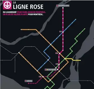  ?? ARCHIVES ?? Le parti de la mairesse Valérie Plante, Projet Montréal, a lancé l’idée d’une ligne de métro reliant Montréal-Nord et Lachine, en 2017.