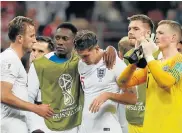  ?? Picture: GRIGORY DUKOR/REUTERS ?? DREAM SHATTERED: England’s Harry Kane, Danny Welbeck, John Stones, Jack Butland and Jordan Pickford are dejected after the match