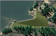  ?? PROVIDED/FILE ?? AUG. 14: Kingston lawmakers grant initial approval for the city Water Department to borrow $7 million to help pay for improvemen­ts to the Cooper Lake reservoir dam, a rendering of which is shown here, and water supply intake.