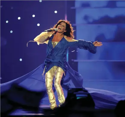  ??  ?? Carola under finalen i Eurovision Song Contest i Aten 2006.