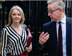  ?? ?? TENSIONS: Liz Truss and Michael Gove at Downing Street in 2019