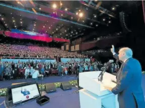  ?? Foto: E. P. ?? Recep Tayyip Erdogan se dirige el viernes a un auditorio en un acto de campaña.