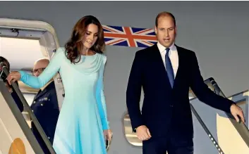  ?? Reuters ?? UK ROYALS IN PAKISTAN: Prince William and Kate, Duchess of Cambridge, arrive in Islamabad on Monday. —