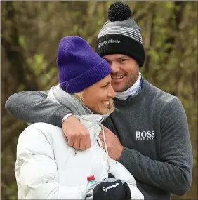  ??  ?? Martin Kaymer and Irene Scholz during a practice round for the Austrian Open at Diamond Country Club