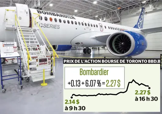  ?? PHOTO D’ARCHIVES, AGENCE QMI ?? Le CS300, lors du vol inaugural de ce nouvel appareil de Bombardier de la C Series, à l’aéroport de Mirabel, près de Montréal, en février 2015.