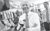  ?? John Minchillo/Associated Press ?? ■ Former Vice President Joe Biden speaks to the media June 29 in Cincinnati. Biden is convinced he can beat President Donald Trump, friends and advisers say, and he has given himself until January to deliberate and size up potential competitio­n for the Democratic nomination.