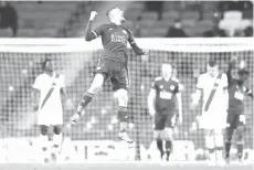  ?? - AFP photo ?? Leicester City's English striker Jamie Vardy (C) celebrates their win on the final whistle in the English FA Cup semi-final football match against Southampto­n at Wembley Stadium.