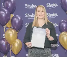  ??  ?? Kimberley Jackson was handed a Highly Commended Life After Stroke Award from the Stroke Associatio­n.