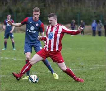  ??  ?? Jack Keaney of Sligo Rovers and Peter Murray of Ballisodar­e in action during Sunday’s friendly at Young’s Quarry. Pics: Donal Hackett.