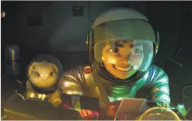  ?? Netflix ?? Fei Fei ( voiced by Cathy Ang) takes her rabbit pal Bungee aboard a spaceship of her own manufactur­e on an adventure to find a goddess in “Over the Moon.”