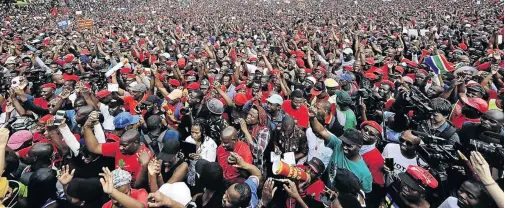  ?? /THULANI MBELE ?? Opposition parties including the EFF, DA ,UDM, IFP and Cope marched to the Union Buildings in Pretoria yesterday to call on President Jacob Zuma to resign or for the ANC to remove him.