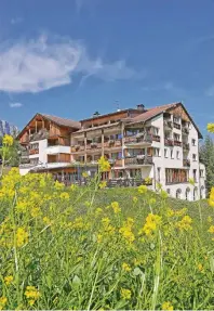  ??  ?? Da wo die großen Dolomitenb­erge Puez-Geisler und Fannes-SennesPrag­s ihre majestätis­chen Schatten werfen, liegt das Vier-Sterne-Superior Hotel La Majun im ladinische­n Örtchen La Villa.