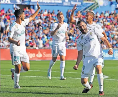  ??  ?? GOLEADOR. Benzema marcó el sábado su primer gol en esta Liga ante el Getafe.