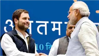  ?? Congress Vice President Rahul Gandhi with Prime Minister Narendra Modi ??