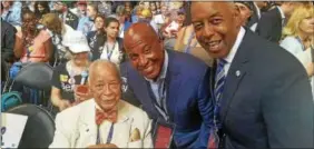  ?? SUBMITTED IMAGE ?? Former New York City Mayor David Dinkins (left) with former Trenton Mayor Douglas Palmer (center) and Trenton Mayor Eric Jackson at the DNC.