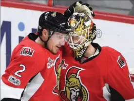  ?? CANADIAN PRESS FILE PHOTO ?? Dion Phaneuf (2) logs a lot of ice time every game against the top lines in the NHL. He is tough and hard to play against. His teammates are glad not to face him anymore.