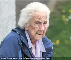  ??  ?? Lena Taylor leaves North Tyneside Magistrate­s’ Court
