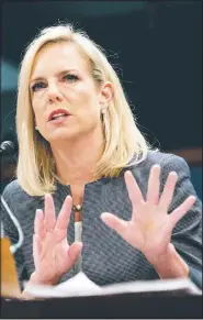  ?? AP/JACQUELYN MARTIN ?? Homeland Security Secretary Kirstjen Nielsen said Tuesday that she believes Russia has tried to manipulate the public’s confidence in both political parties.