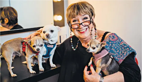  ??  ?? Home comforts: Jenni Murray is taking solace in her three chihuahuas, Butch, Frieda and Madge