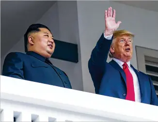  ?? DOUG MILLS / THE NEW YORK TIMES 2018 ?? President Donald Trump meets with North Korean leader Kim Jong Un on Sentosa Island in Singapore in June. A senior U.S. negotiator arrived in North Korea this month to sort out details for a nuclear summit in Vietnam between Trump and Kim, with only weeks to go before the talks.