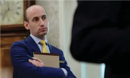  ?? ?? Stephen Miller at a briefing in the White House in 2020. Photograph: Carlos Barría/Reuters