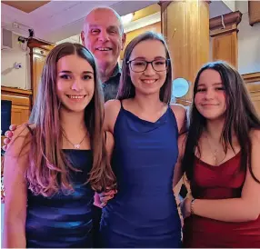  ?? ?? Prize winners Zoe Hearton, Aimee Jeffery and Riley Archibald celebratin­g winning players of the year for the girls’ section. They are pictured with coach Michael Lavery.