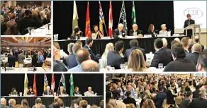  ??  ?? Surrey Board of Trade at the UDI Fraser Valley Mayor’s Panel event with Joe Dhaliwal, Surrey Councillor­s Linda Annis and Brenda Locke and with Abbotsford Mayor Henry Braun.