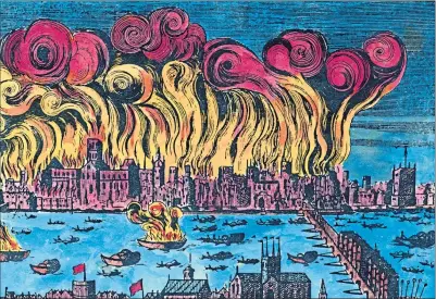  ??  ?? An artist’s impression of the Great Fire of London in 1666