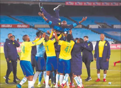  ?? Photo: Twitter ?? Winners… The Brazilians became the first team since the advent of the Premier Soccer League (PSL) in 1996 to win the league title for four successive seasons, and they wrapped it up in domineerin­g style as they still have three matches to play this season.