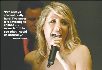  ?? Picture: ANDREW GORRIE ?? Teresa Bergman Teresa Bergman: Lower Hutt Sacred Heart College dux 2004, she is now a project officer for the non-profit organisati­on Human Rights for Education and, at night, vocalist for covers band Jonny and the Dreamboats.
